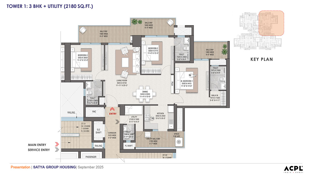 3 BHK+SPR Floor Plan